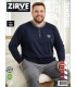 Zirve Lacivert Gri Erkek Battal Beden Uzun Kollu Pijama Takımı