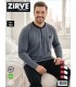 Zirve Gri Siyah Erkek Battal Beden Uzun Kollu Pijama Takımı