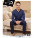 Üç Yıldız Lacivert Erkek İnterlok Pijama Takımı