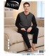 Üç Yıldız Siyah Gri Erkek İnterlok Pijama Takımı