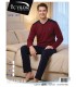 Üç Yıldız Bordo Lacivert Erkek İnterlok Pijama Takımı