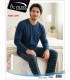 Üç Yıldız Mavi Ekose Erkek Uzun Kollu Pijama Takımı