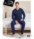 Üç Yıldız Lacivert Erkek Uzun Kollu Pijama Takımı