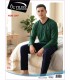 Üç Yıldız Yeşil Lacivert Erkek Uzun Kollu Pijama Takımı