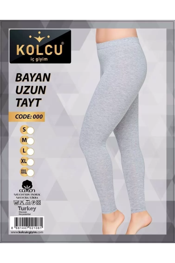 Toptan Kolcu Bayan Düz Uzun Tayt Gri