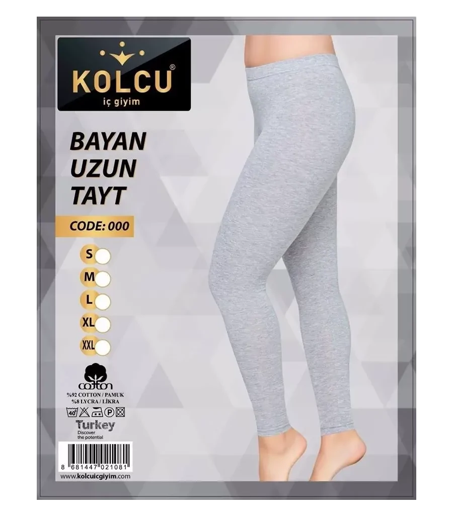 Toptan Kolcu Bayan Düz Uzun Tayt Gri