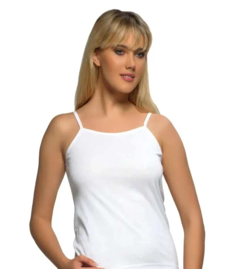 Toptan Gümüş 4047 Likra ip Askılı Atlet Beyaz