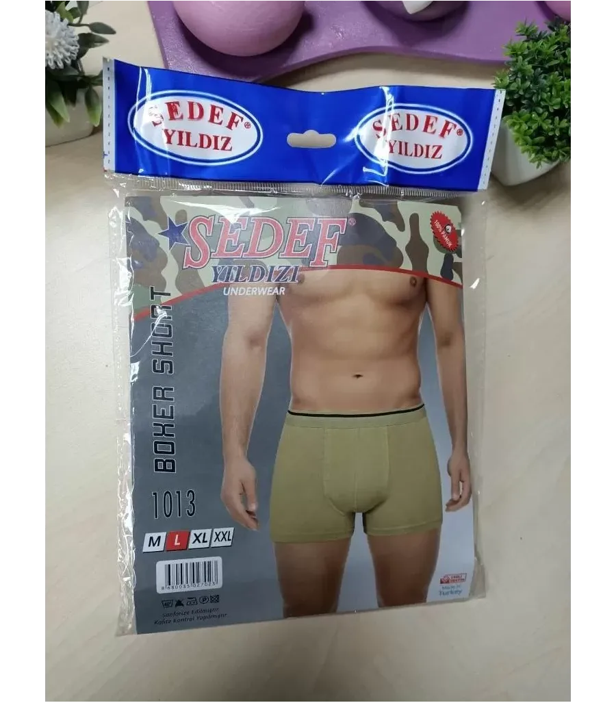 Toptan Sedef Yıldız Likralı Boxer Haki