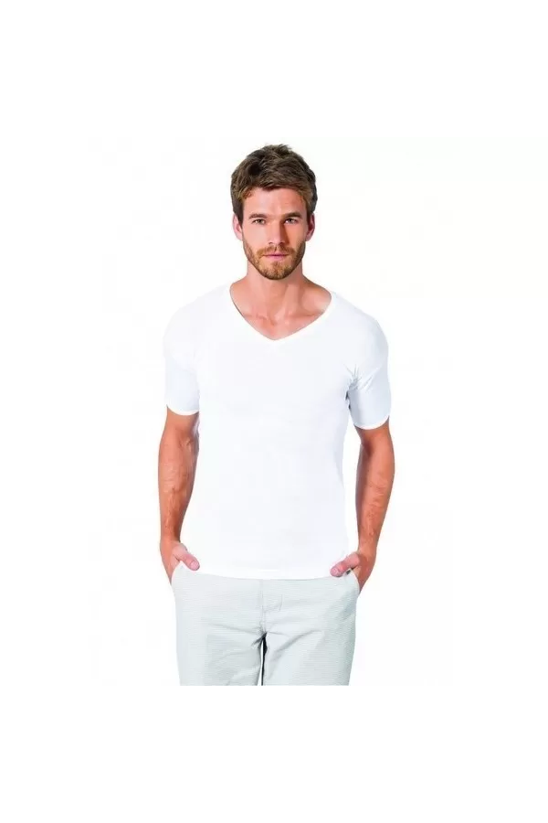 Toptan Özlem Donex Donex V Yaka Slim Fit T-Shirt Beyaz
