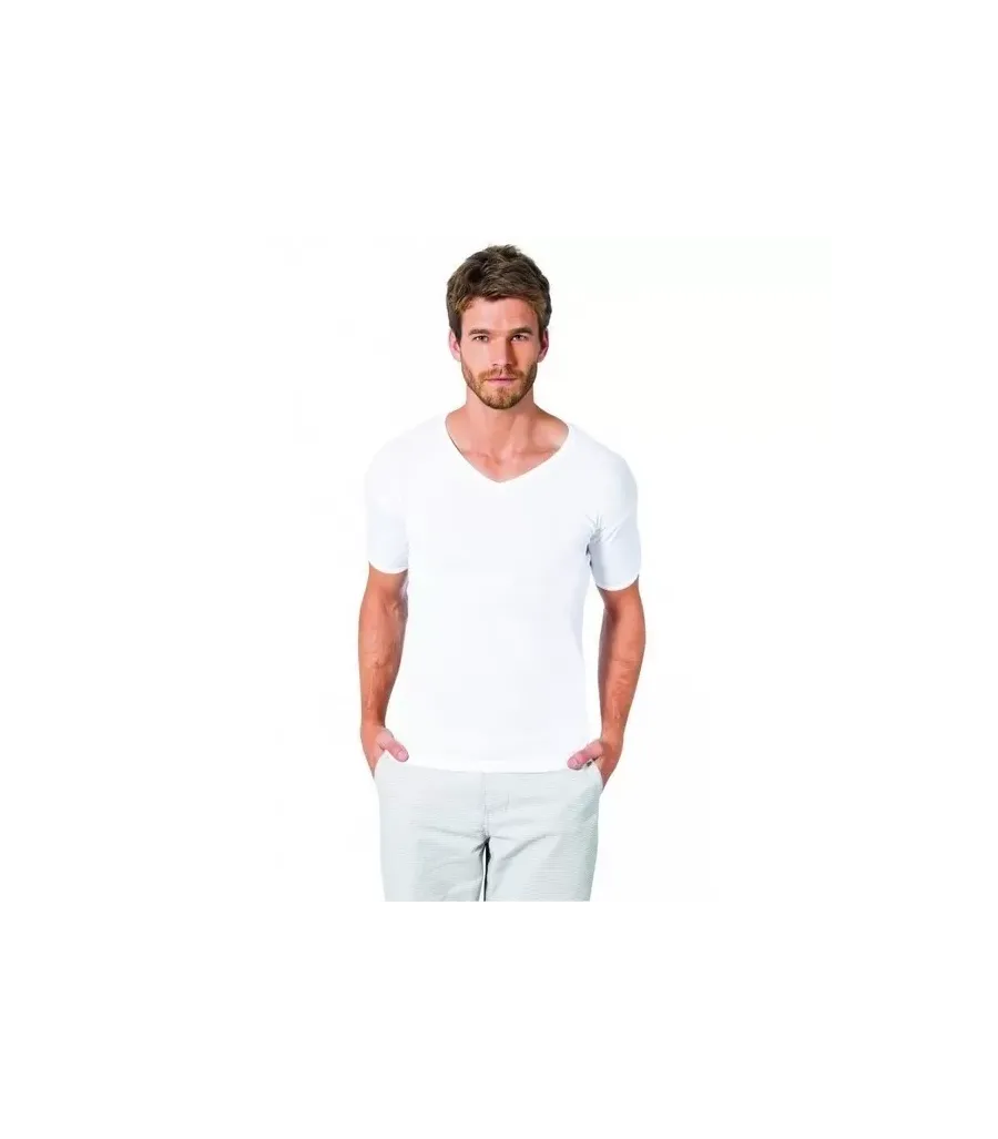 Toptan Özlem Donex Donex V Yaka Slim Fit T-Shirt Beyaz