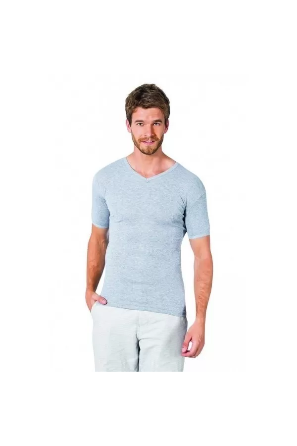Toptan Özlem Donex Donex V Yaka Slim Fit T-Shirt Gri