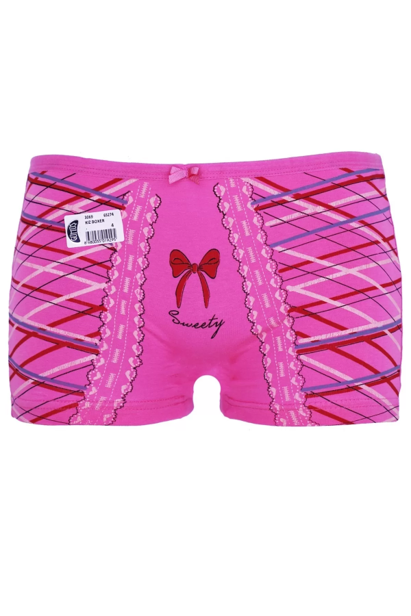 Toptan Gümüş Kız Baskılı Likralı Boxer