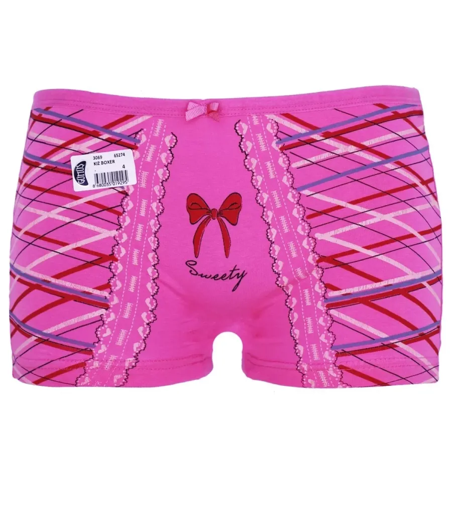 Toptan Gümüş Kız Baskılı Likralı Boxer