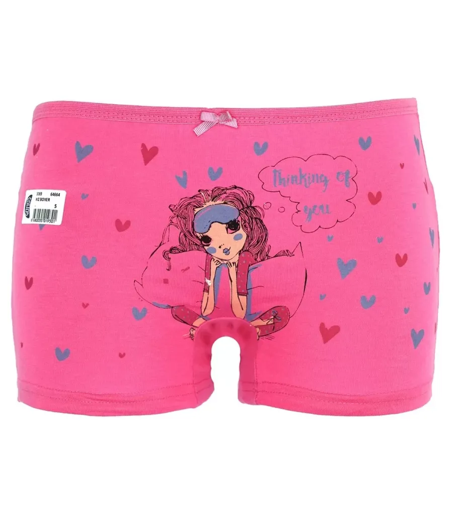 Toptan Gümüş Kız Baskılı Likralı Boxer