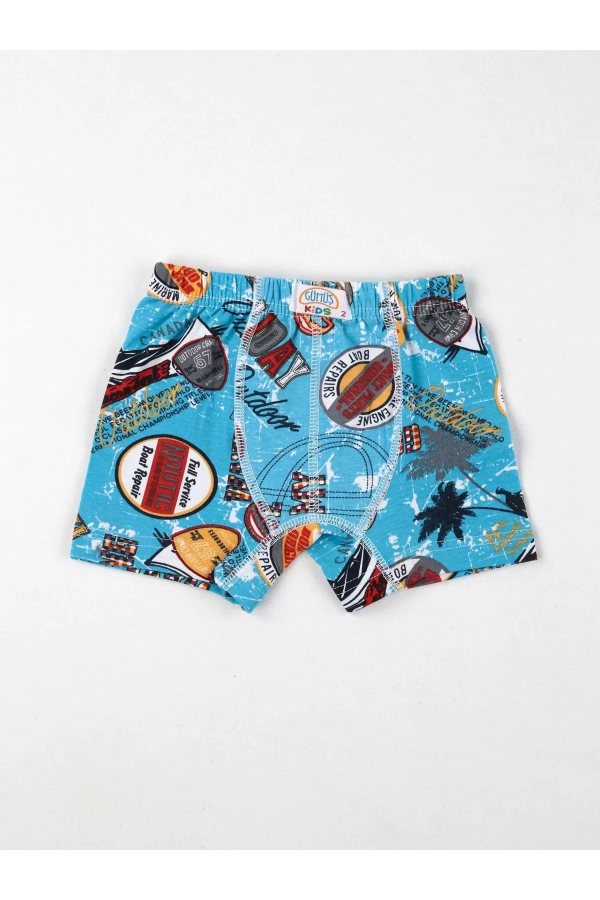 Toptan Gümüş Desenli Çocuk Elastan Boxer