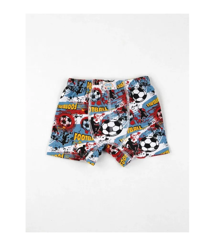 Toptan Gümüş Desenli Çocuk Elastan Boxer