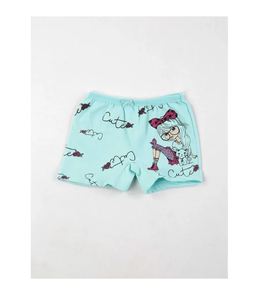 Toptan Gümüş Kız Baskılı Likralı Boxer