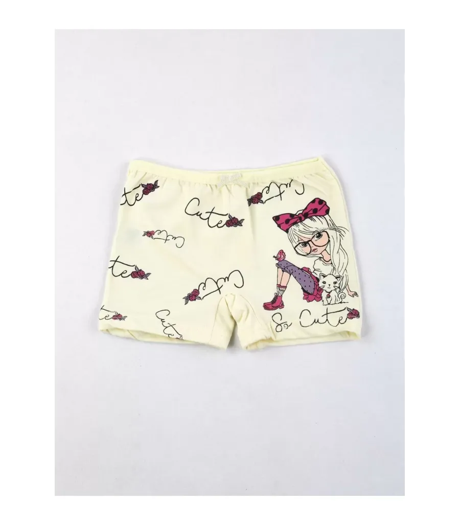 Toptan Gümüş Kız Baskılı Likralı Boxer