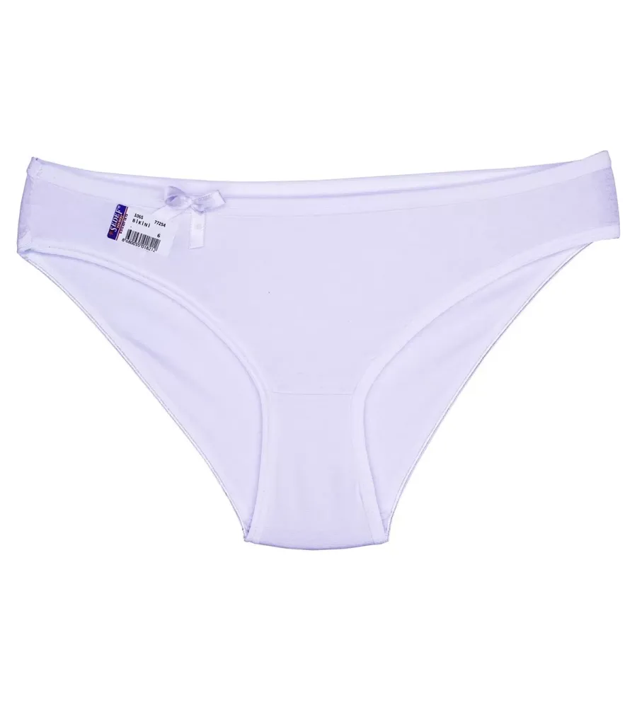 Toptan Sedef Yıldız Likralı Bikini Düz Beyaz