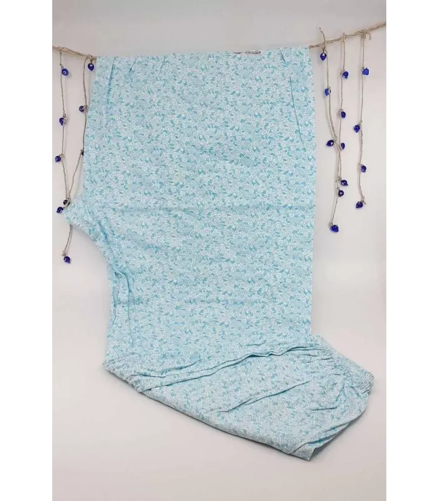 Toptan Sedef Yıldız Empirme Uzun Pijama Lastikli