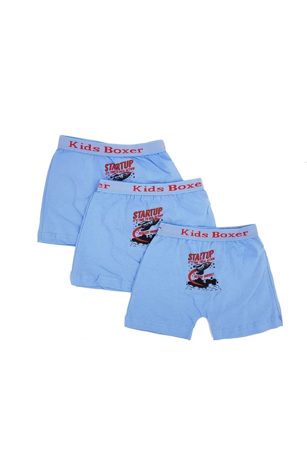 Toptan Sedef Yıldız Likralı Desenli Çocuk Boxer