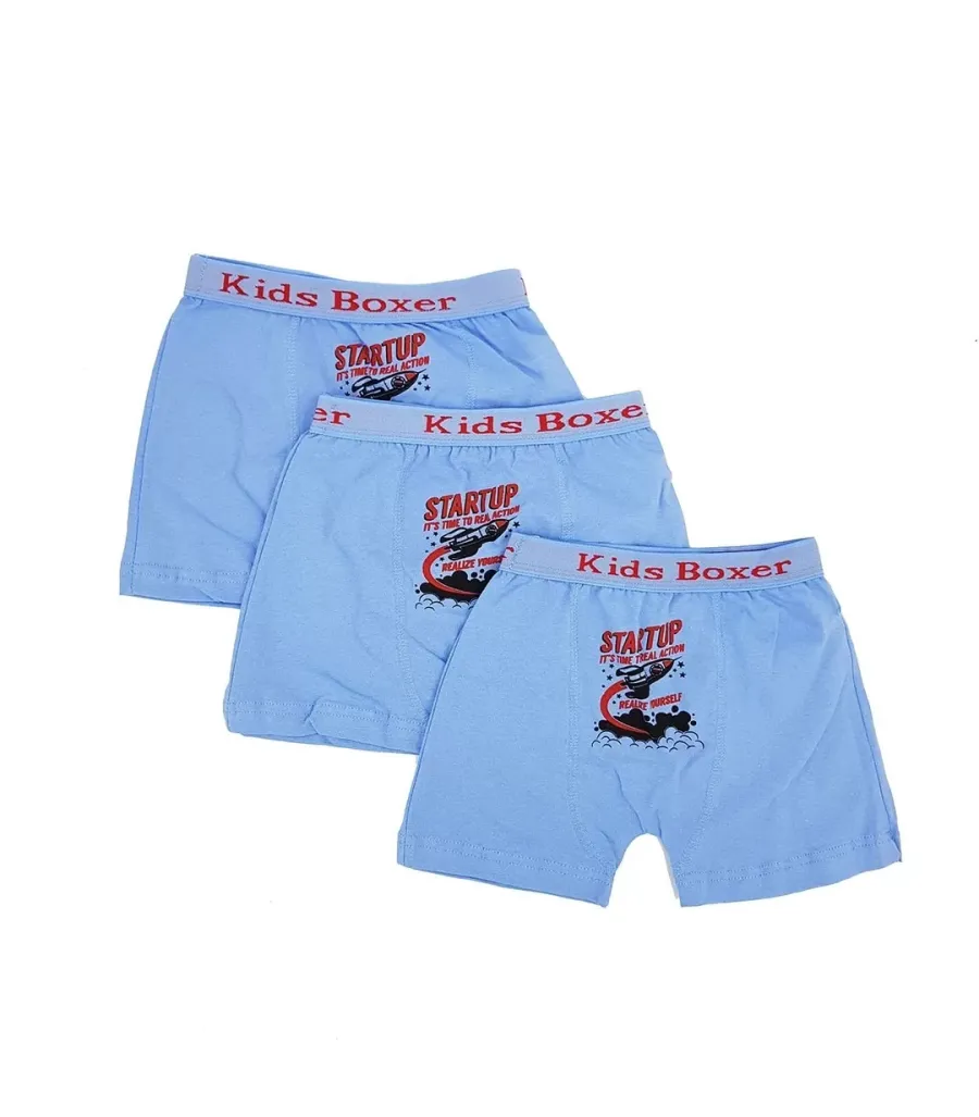 Toptan Sedef Yıldız Likralı Desenli Çocuk Boxer