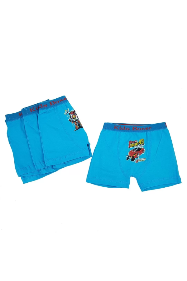 Toptan Sedef Yıldız Likralı Desenli Çocuk Boxer
