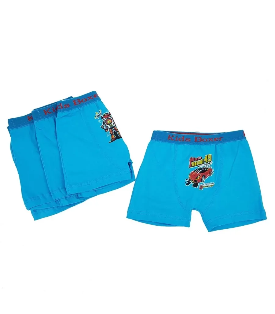 Toptan Sedef Yıldız Likralı Desenli Çocuk Boxer