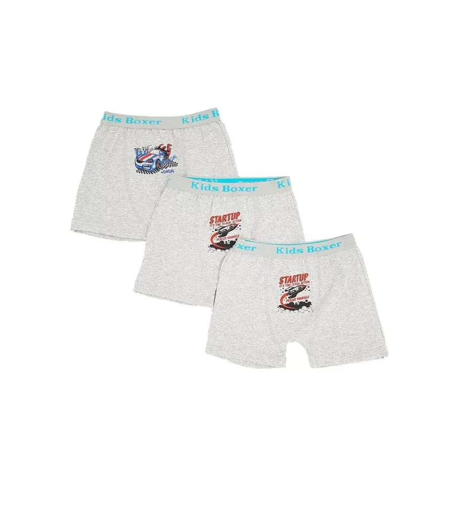 Toptan Sedef Yıldız Likralı Desenli Çocuk Boxer