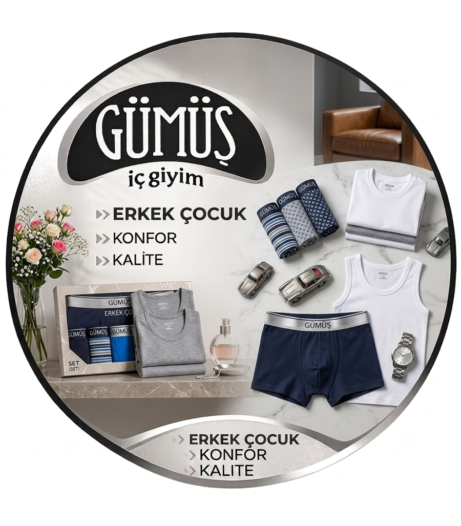 Gümüş Erkek Çocuk İç Giyim